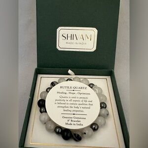 Shivam Rutile Quartz and hematite bead stretch bracelet new in box
